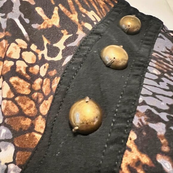 Max & Rina Women's Long Sleeve Snake Skin Print Tunic Stud Blouse-Size Medium - Picture 7 of 14